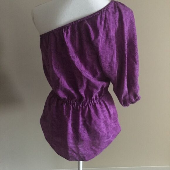 Rebecca Taylor Purple One Shoulder Blouse - Picture 3 of 4